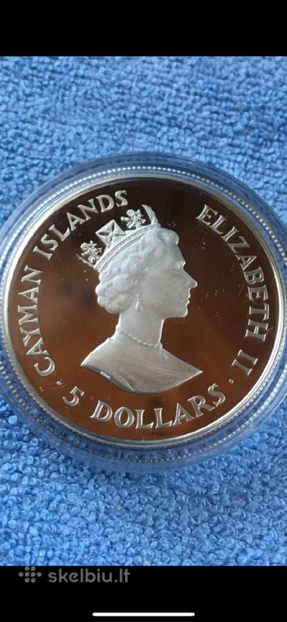 Moneta Cayman isl. 1989m. 5 dollars, sidabras(925) - nuotraukos Nr. 2