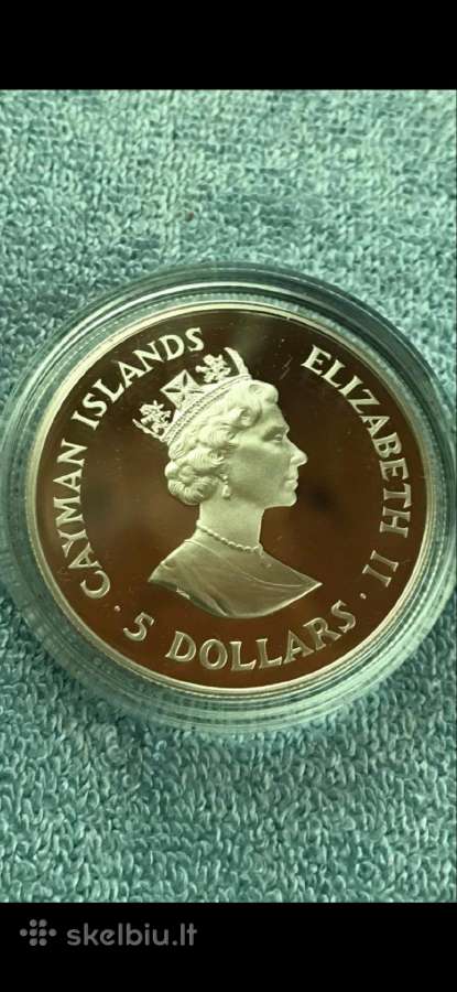 Moneta Cayman isl. 1987m. 5 dollars, sidabras(925) - nuotraukos Nr. 2