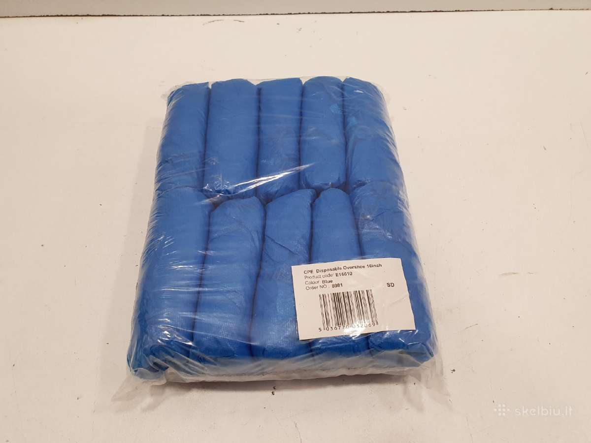 Vienkartiniai antbačiai Cpe 16" Mėlyni 100 vnt - nuotraukos Nr. 2