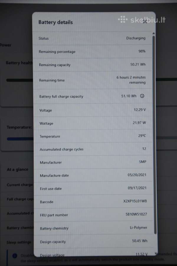 Lenovo T14 Gen2 i5-1135g7 16/24gb 256/512 SSD us - nuotraukos Nr. 11