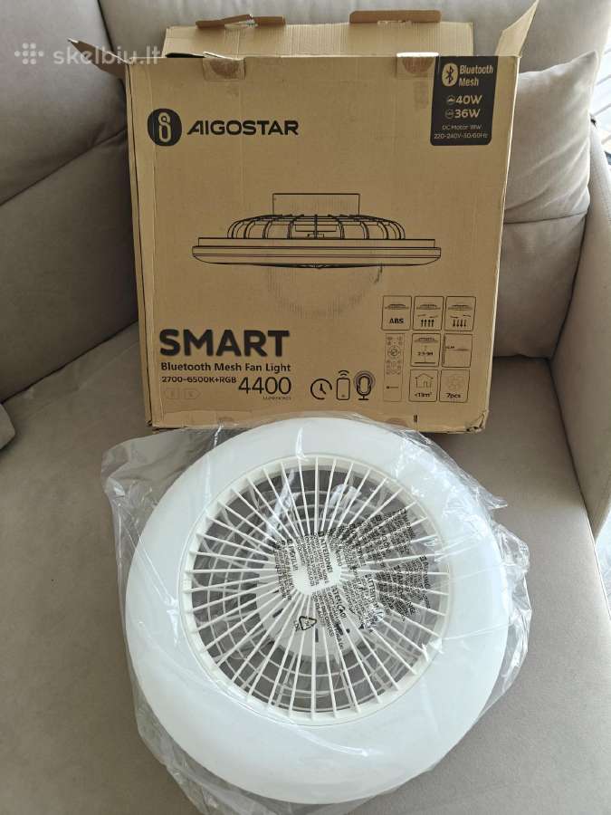 Wi-fi LED šviestuvas su ventiliatoriumi