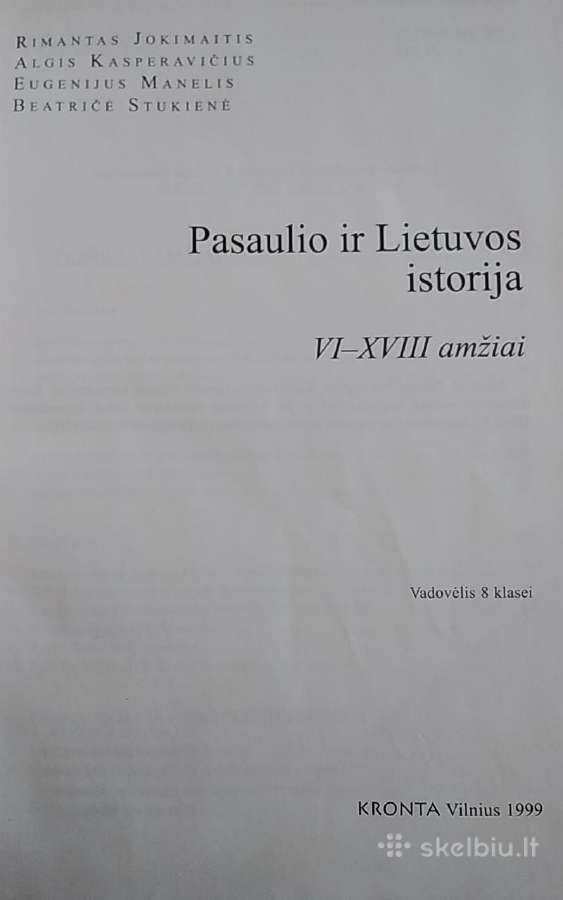 Pasaulio ir Lietuvos istorija Vi-XVIII amžiai - nuotraukos Nr. 2