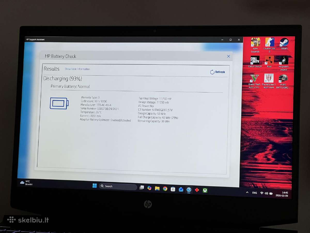 Parduodamas Pavilion Gaming su Rtx 3050, Ryzen 5. - nuotraukos Nr. 9