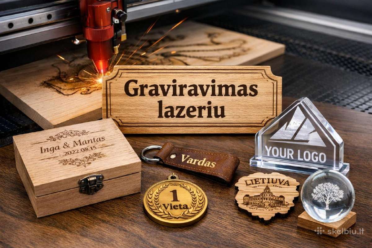 Graviravimas, projektavimas, pjovimas lazeriu