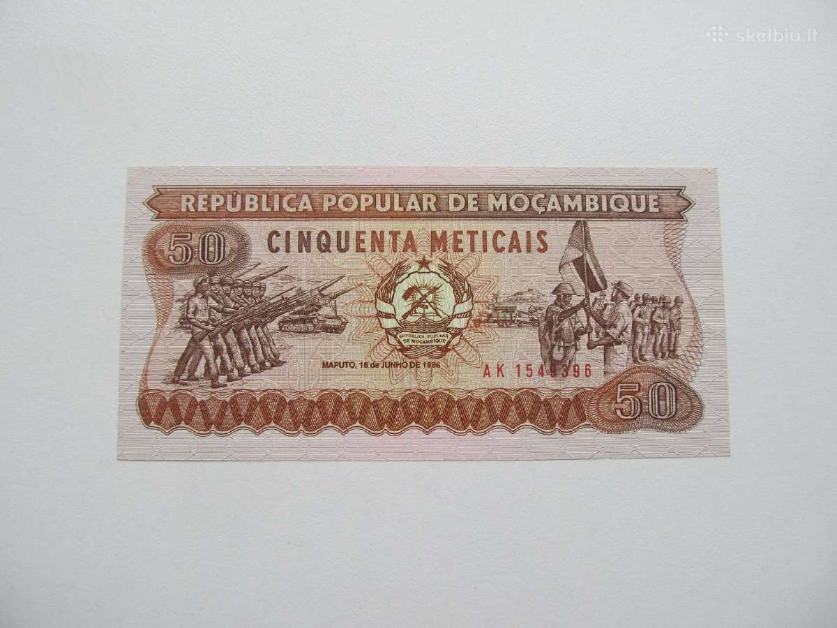 50 metikaliu , Mozambikas , 1986 unc