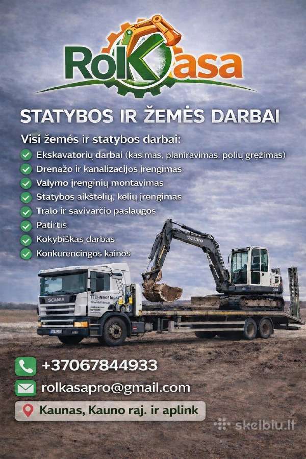 Ekskavatoriaus paslaugos-žemės ir statybos darbai