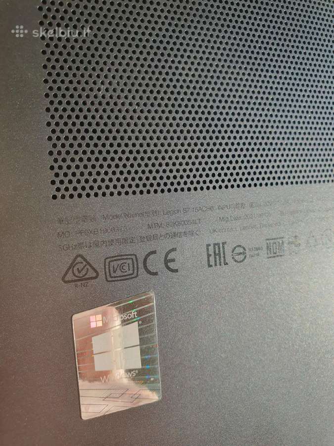 Lenovo Legion Slim 7 40gb RAM 1,9kg - nuotraukos Nr. 9