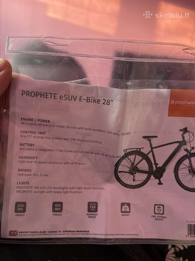 Prophete esuv 28 elektrinis dviratis - nuotraukos Nr. 12