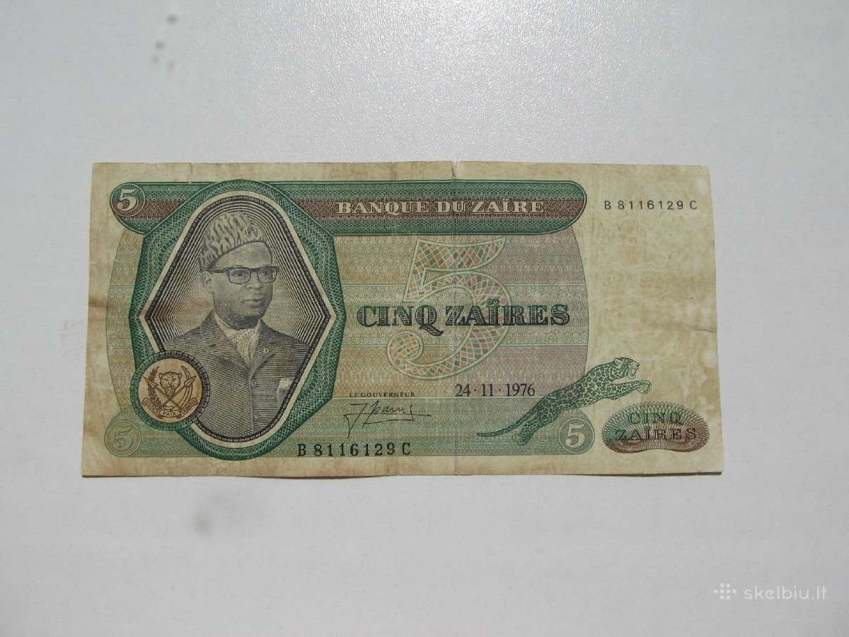 5 zaires , Zairas , 1976
