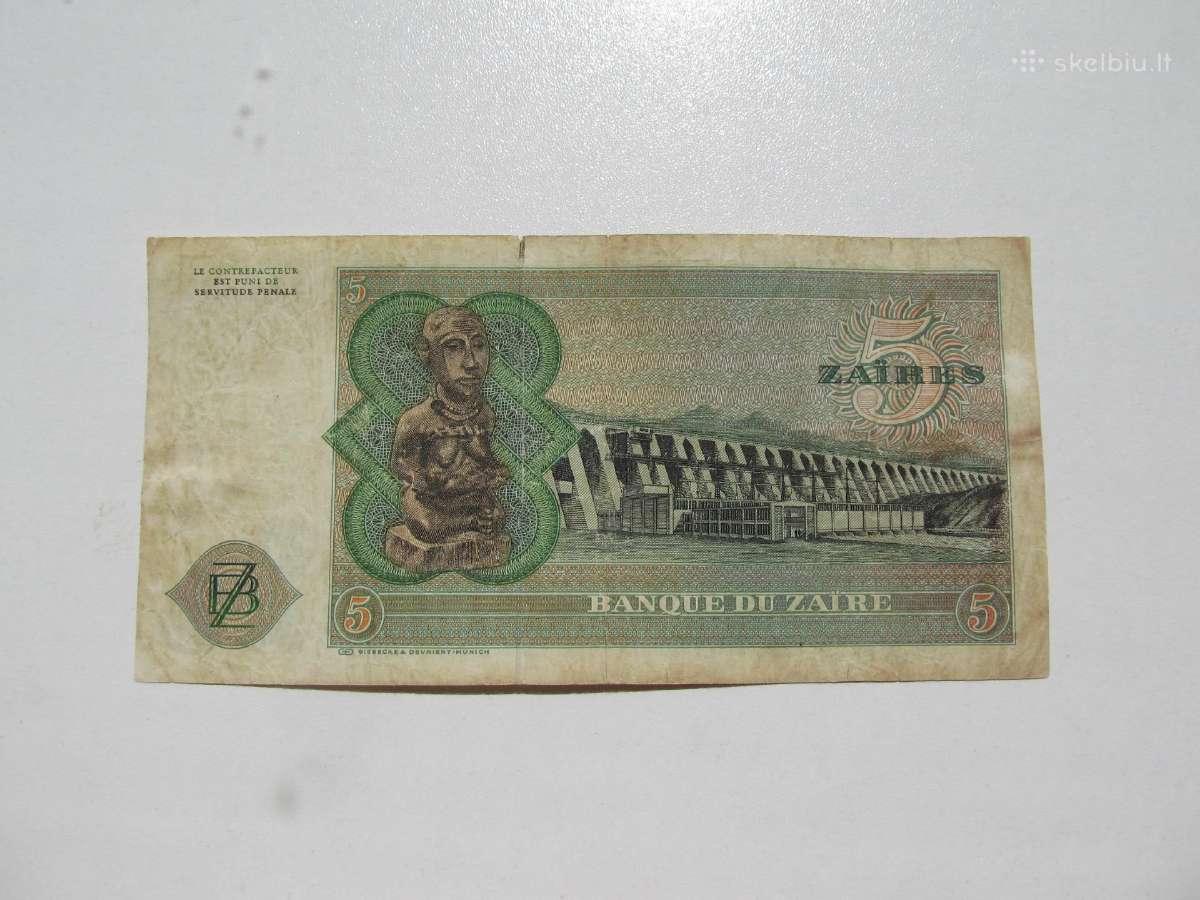 5 zaires , Zairas , 1976 - nuotraukos Nr. 2
