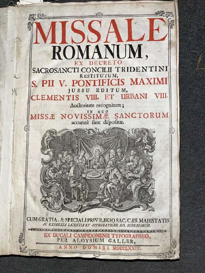 Sena religinė knyga „Missale Romanum“ 1774 m.