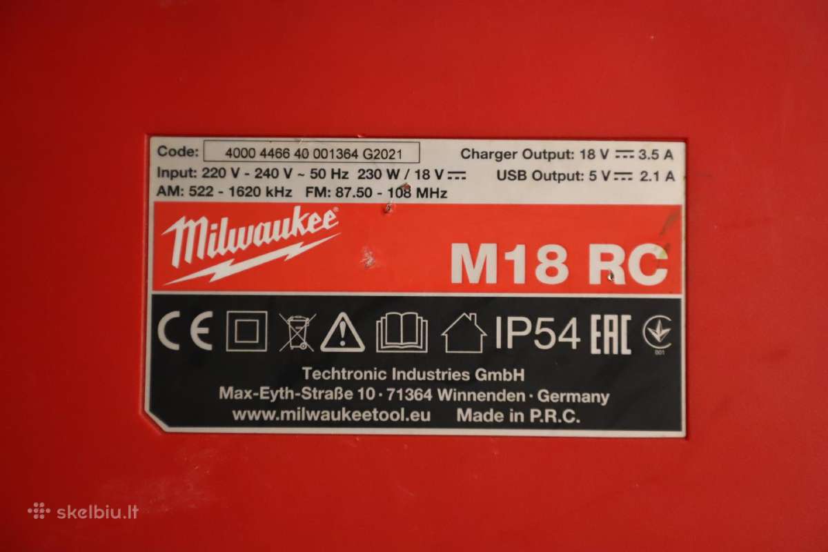 Milwaukee 18v M18 RC-0 radijo imtuvas - nuotraukos Nr. 3