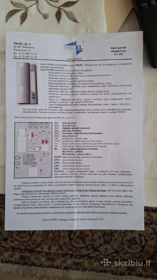 Audio telefonspynės (domofono) ragelis Pa-456 - nuotraukos Nr. 2