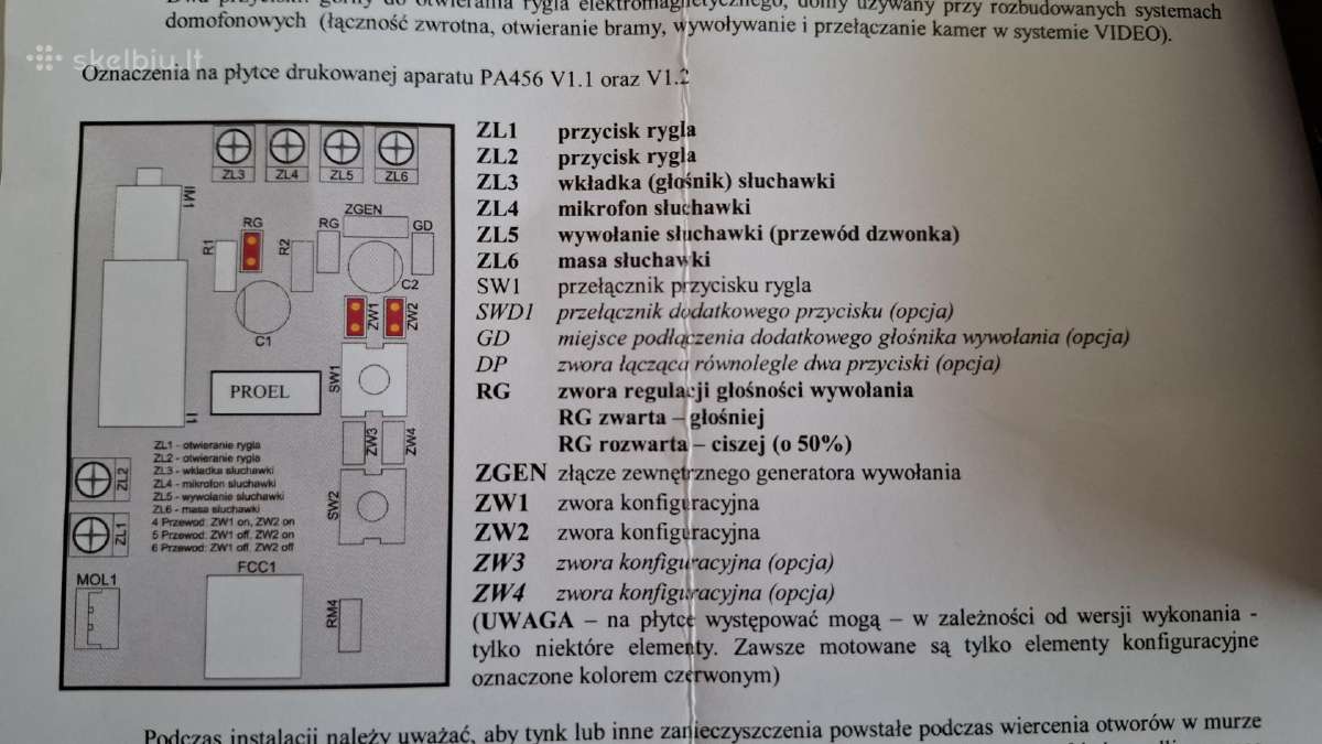Audio telefonspynės (domofono) ragelis Pa-456 - nuotraukos Nr. 4