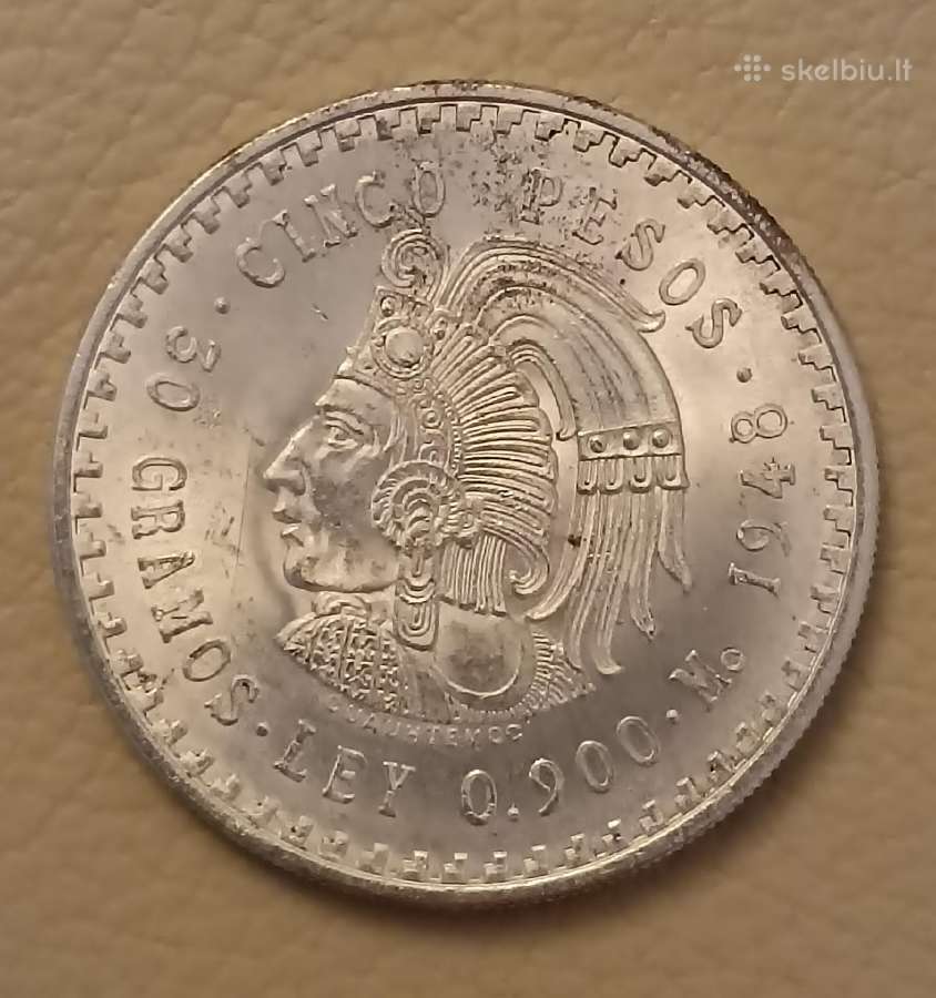 1948 m. Meksikos 5 pesai (Sidabras .900)