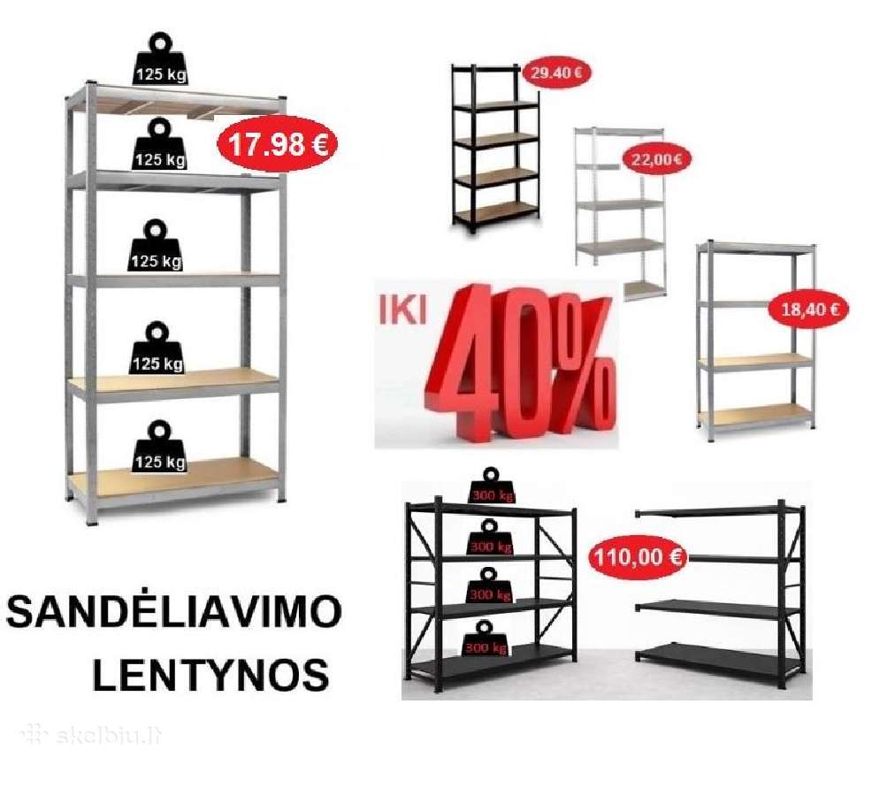 Sandėliavimo lentynos, stelažai- Super Kainos !