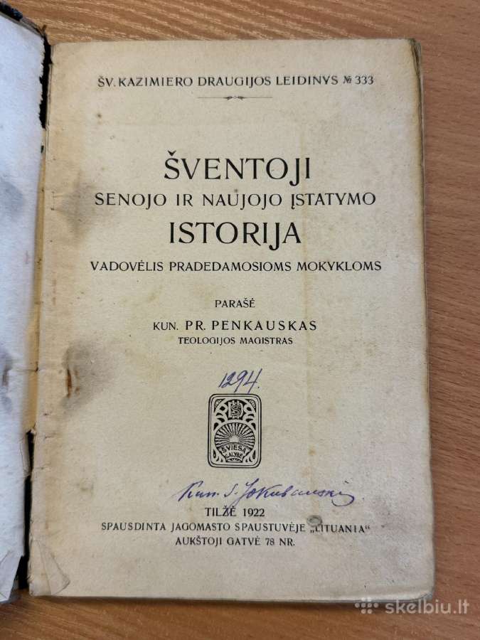 Šventoji senojo ir naujojo įstatymo istorija 1922