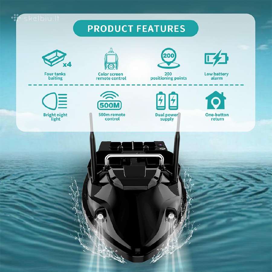 Naujas Flytec V803 GPS jaukinimo laivelis pašaro - nuotraukos Nr. 16