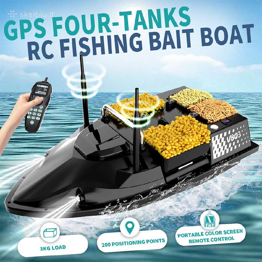 Naujas Flytec V803 GPS jaukinimo laivelis pašaro - nuotraukos Nr. 17