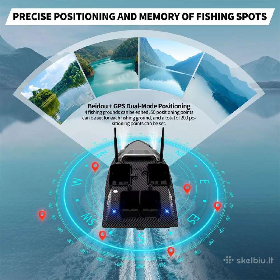 Naujas Flytec V803 GPS jaukinimo laivelis pašaro - nuotraukos Nr. 24