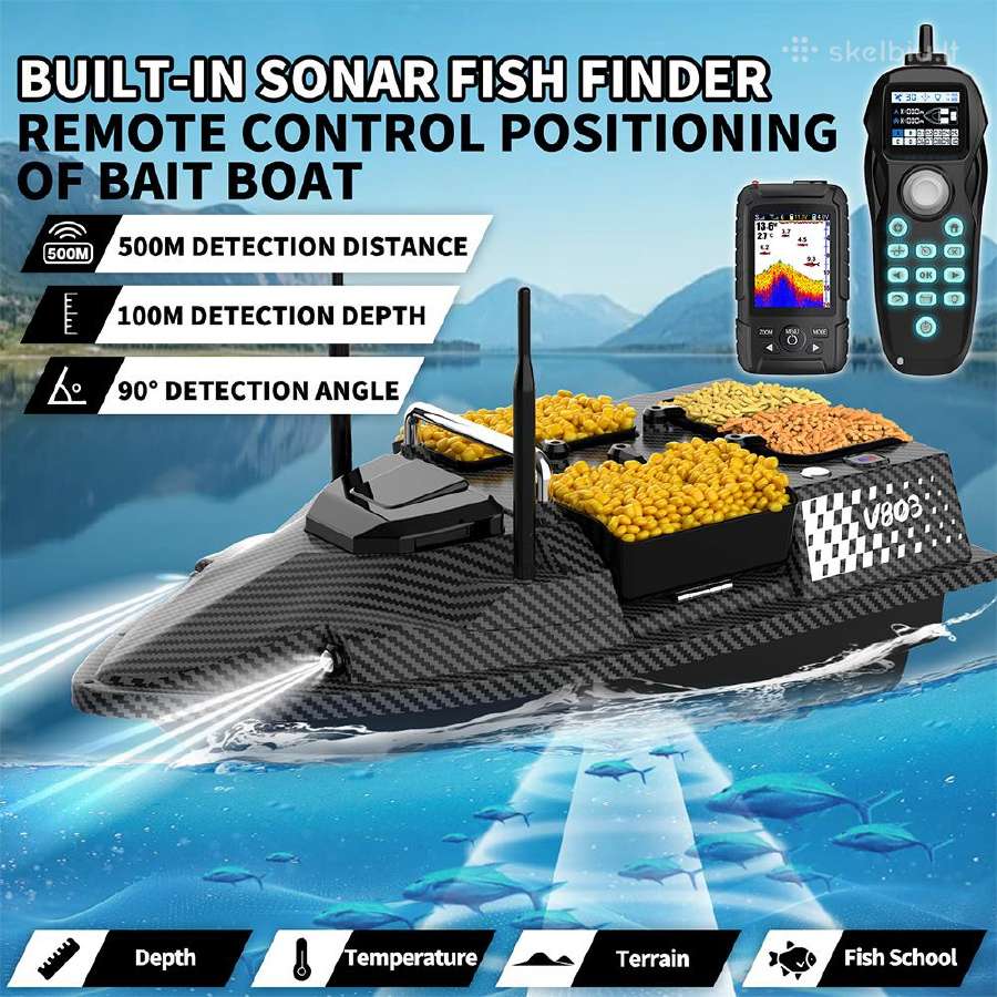 Naujas Flytec V803 GPS jaukinimo laivelis pašaro - nuotraukos Nr. 36