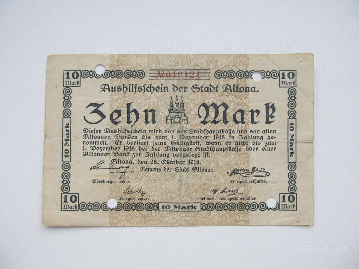 10 markiu , Altona Vokietija , 1918
