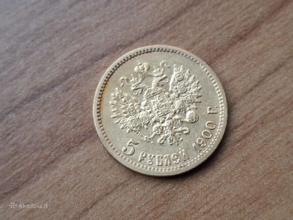 1900 5 rubliai auksas moneta Nikolajus