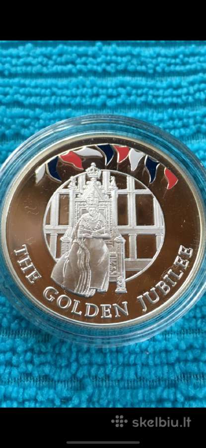 Moneta Falkland islands 2002m. 50 pensu, sidabras