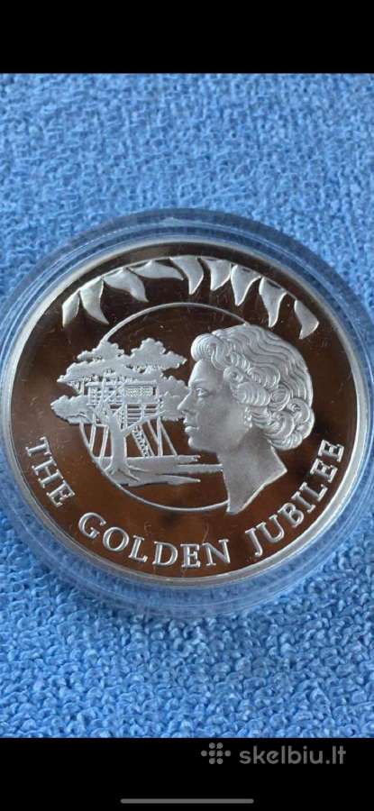 Moneta Falkland islands 2002m. 50 pensu, sidabras