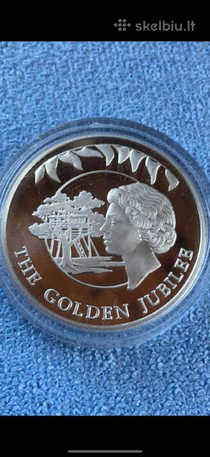 Moneta Falkland islands 2002m. 50 pensu, sidabras