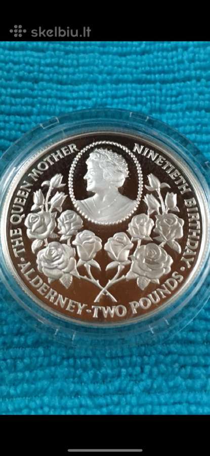 Moneta Alderney 1990m. 2 svarai, sidabras(.925)