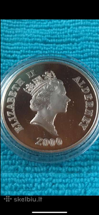 Moneta Alderney 2000m. 5 svarai, sidabras(.925) - nuotraukos Nr. 2