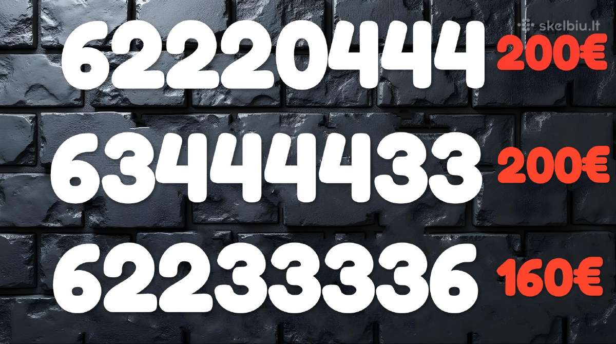 Gražus VIP numeris 3333 4444 už 200€