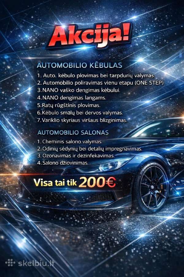 Automobilių cheminis salono valymas Kaune Nuo 40€ - nuotraukos Nr. 2