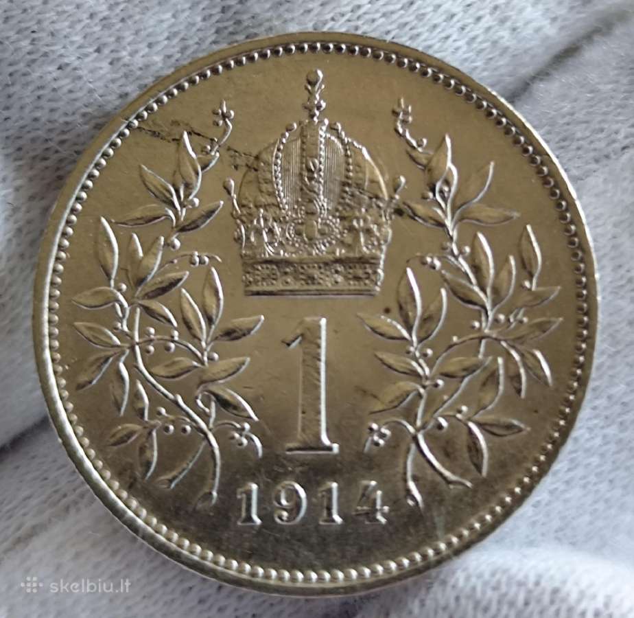 1 krona Austria 1914m. Sidabras 835. - nuotraukos Nr. 3