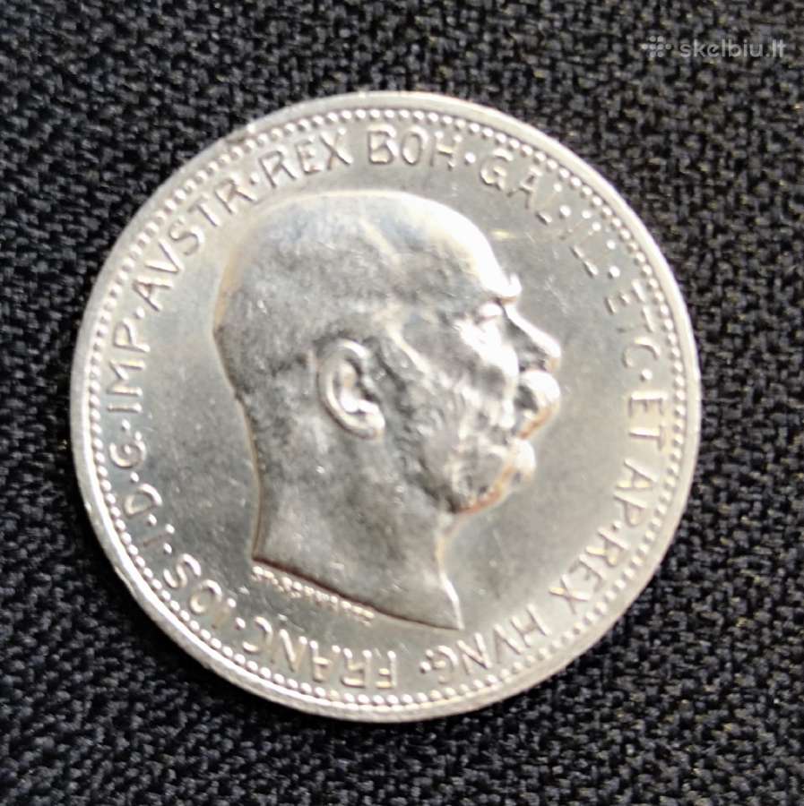 1 krona Austria 1914m. Sidabras 835. - nuotraukos Nr. 2