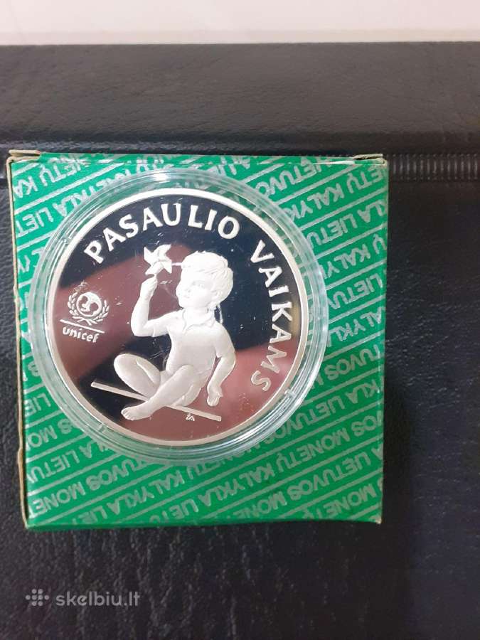 5 litų sidabrinė moneta Pasaulio Vaikams.reta