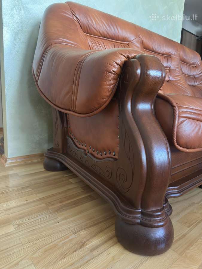 Italų gamybos odinė sofa ir fotelis - nuotraukos Nr. 3