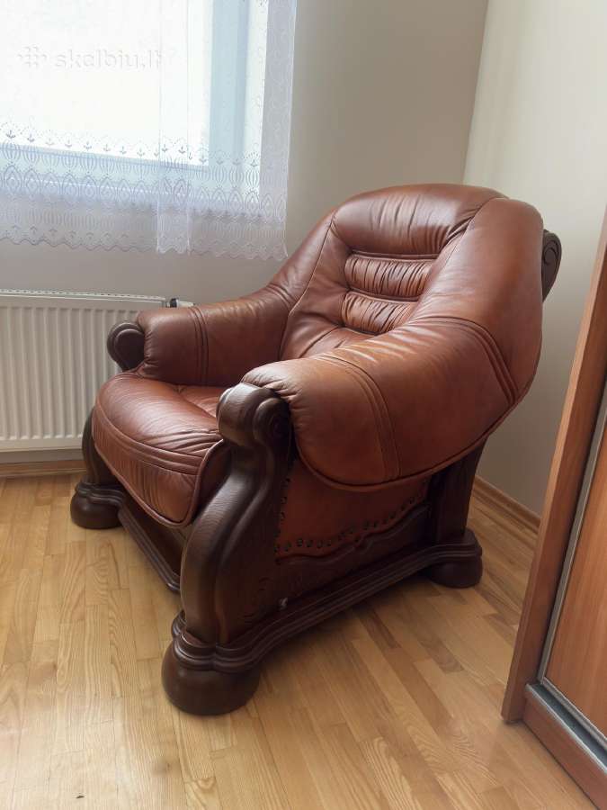 Italų gamybos odinė sofa ir fotelis - nuotraukos Nr. 5