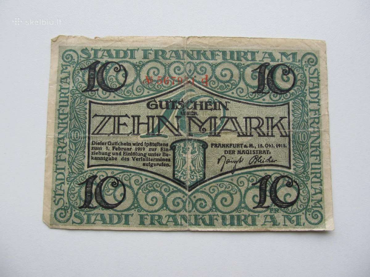 10 markiu , Frankfurt Vokietija , 1918