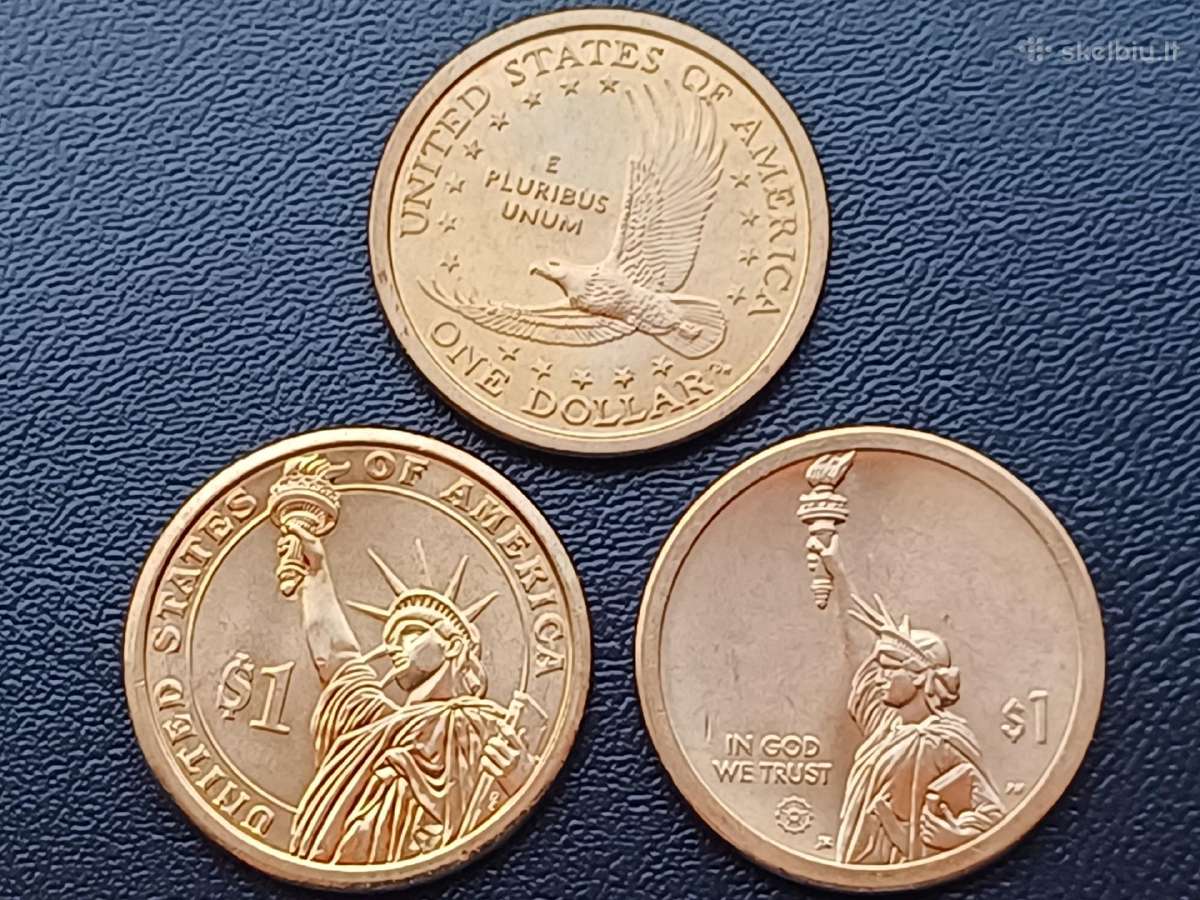 1 doleris JAV unc. 3 vnt. - nuotraukos Nr. 3