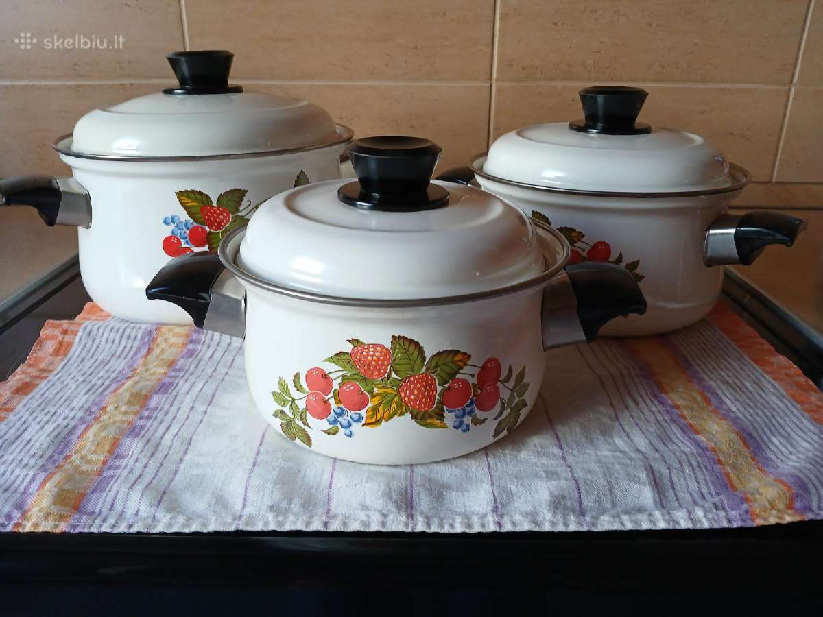 Naujas 3vnt.puodu rinkinys,skersmuo-19,21,23cm.