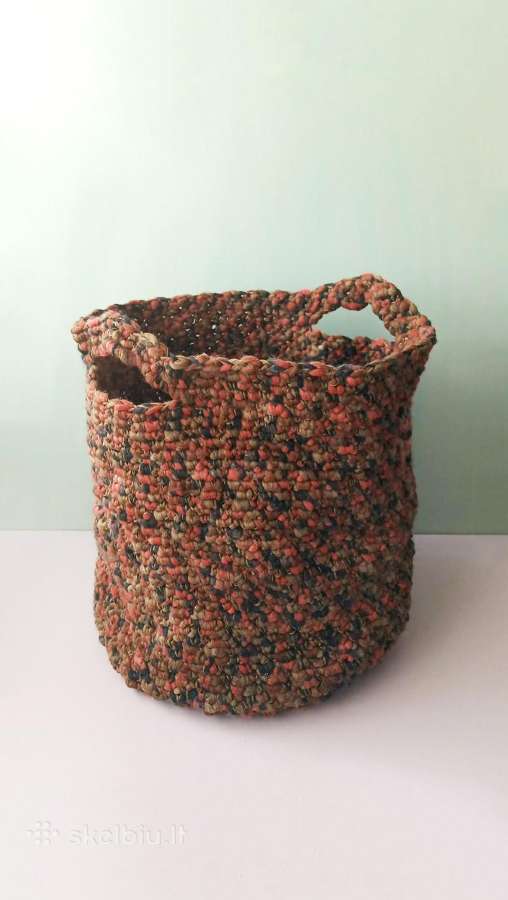 Rankų darbo didelis nertas krepšys, 30cm skersmuo - nuotraukos Nr. 2