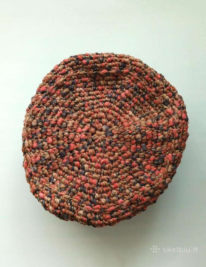 Rankų darbo didelis nertas krepšys, 30cm skersmuo - nuotraukos Nr. 9