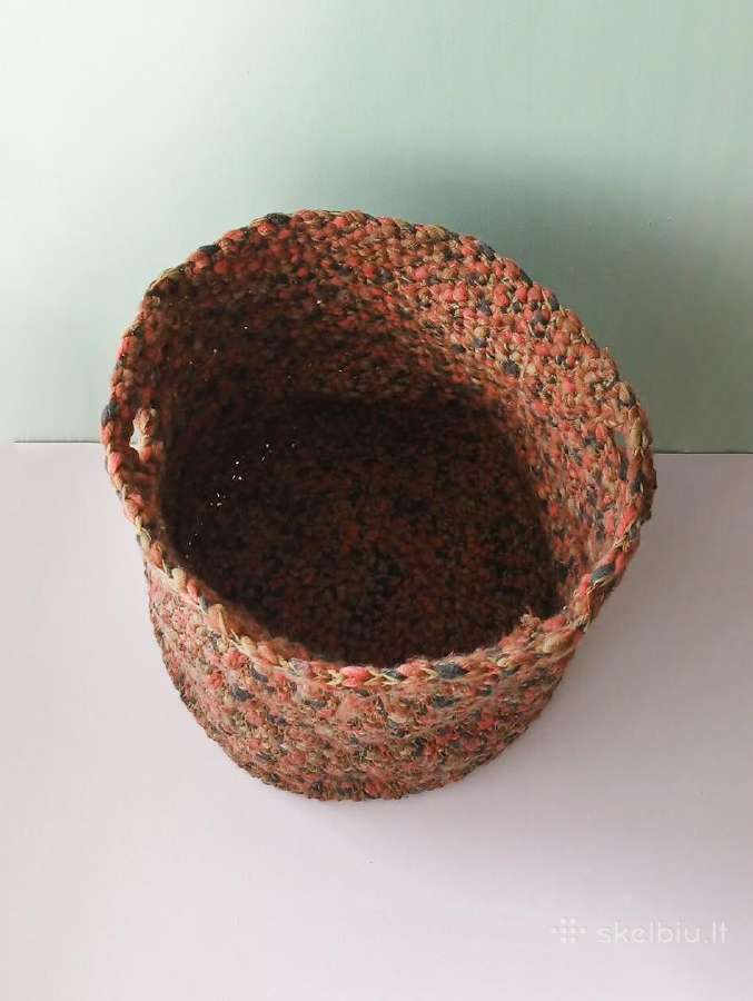 Rankų darbo didelis nertas krepšys, 30cm skersmuo - nuotraukos Nr. 8