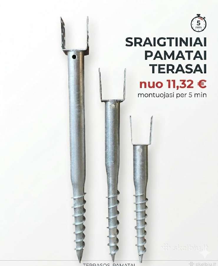 Sraigtiniai poliai terasai nuo 11,32€ U ir M