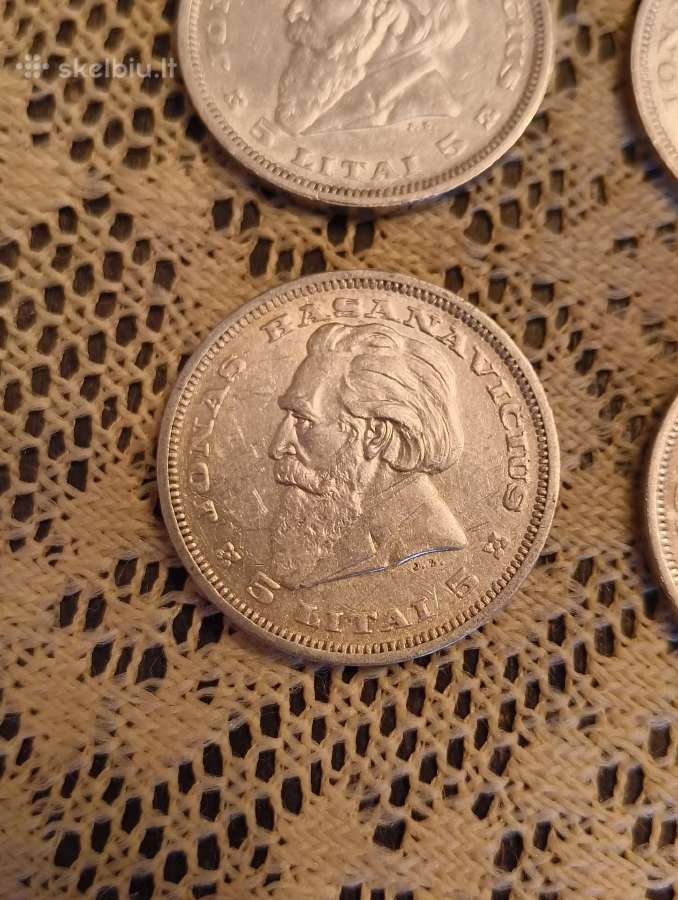 Litai 1936 m - Originalas. Sidabras , 4 vnt - nuotraukos Nr. 4