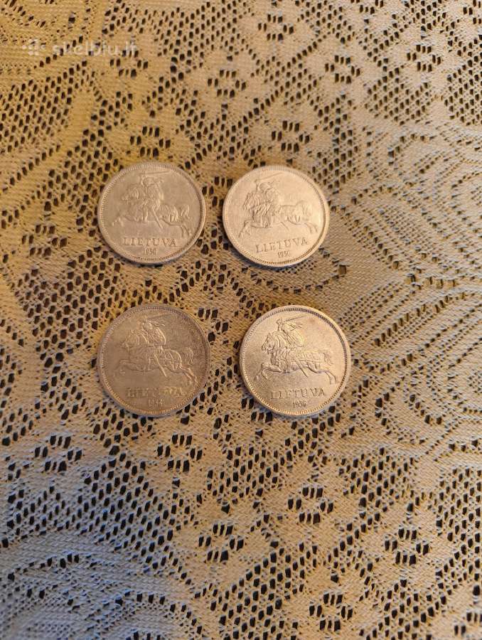 Litai 1936 m - Originalas. Sidabras , 4 vnt - nuotraukos Nr. 6