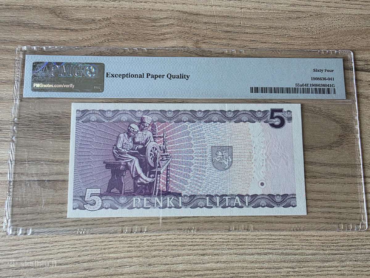 1993 metų 5 litai Pmg 64 - nuotraukos Nr. 2