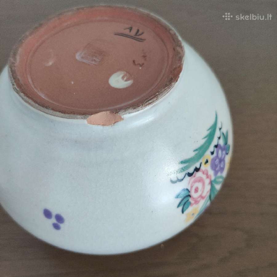 Dekoruota gėlėmis keramikos vazelė ir dubenėlis - nuotraukos Nr. 12